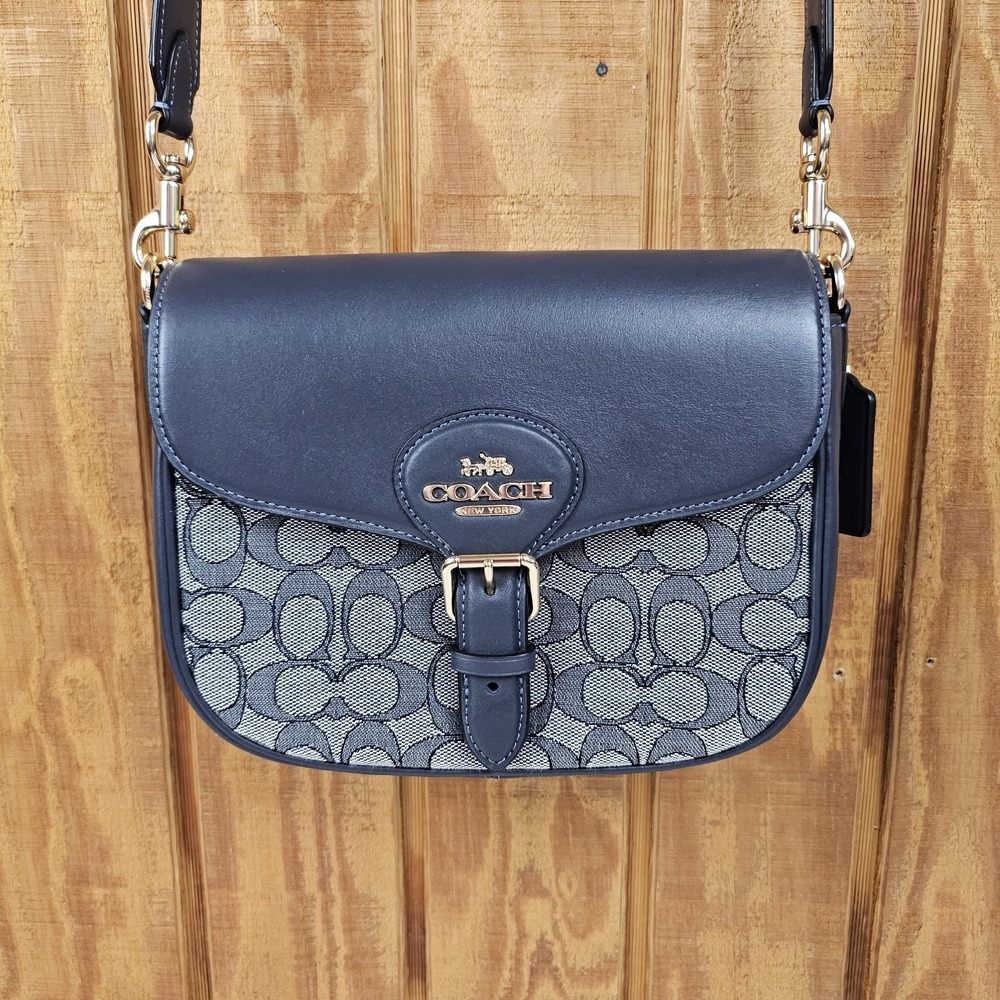 Coach Amelia Saddle Bag In Signature Jacquard Midnight Navy Cu998 Crossbody